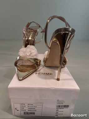 Femme Mirrored Gold Stiletto Sandals
